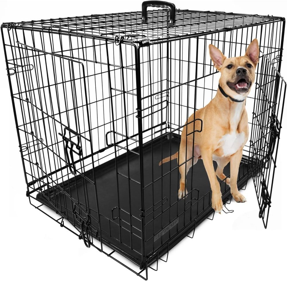 Dog Puppy Cage Folding 2 Door Crate