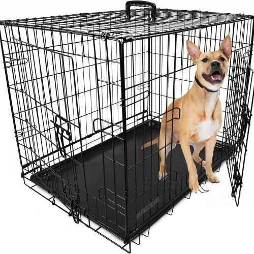 Dog Puppy Cage Folding 2 Door Crate