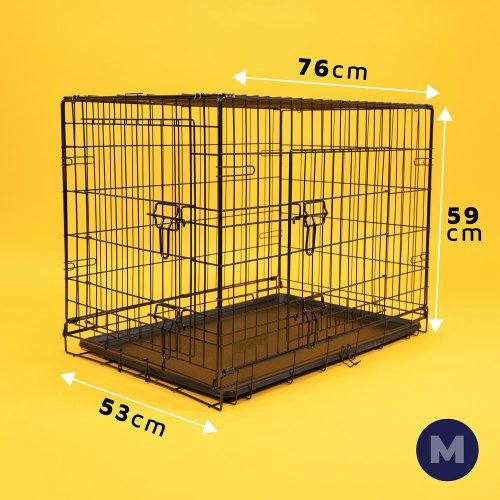 Dog Puppy Cage Folding 2 Door Crate