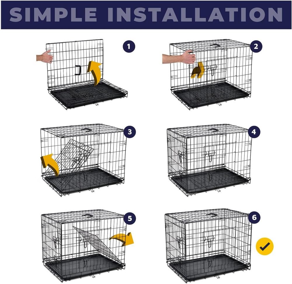 Dog Puppy Cage Folding 2 Door Crate