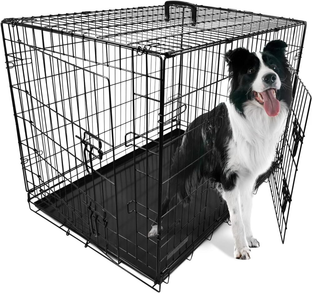 Dog Puppy Cage Folding 2 Door Crate