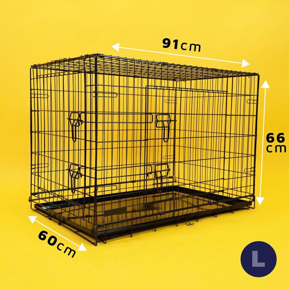 Dog Puppy Cage Folding 2 Door Crate