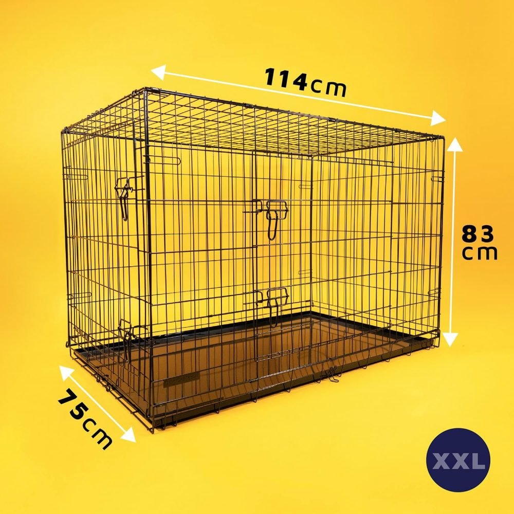Dog Puppy Cage Folding 2 Door Crate