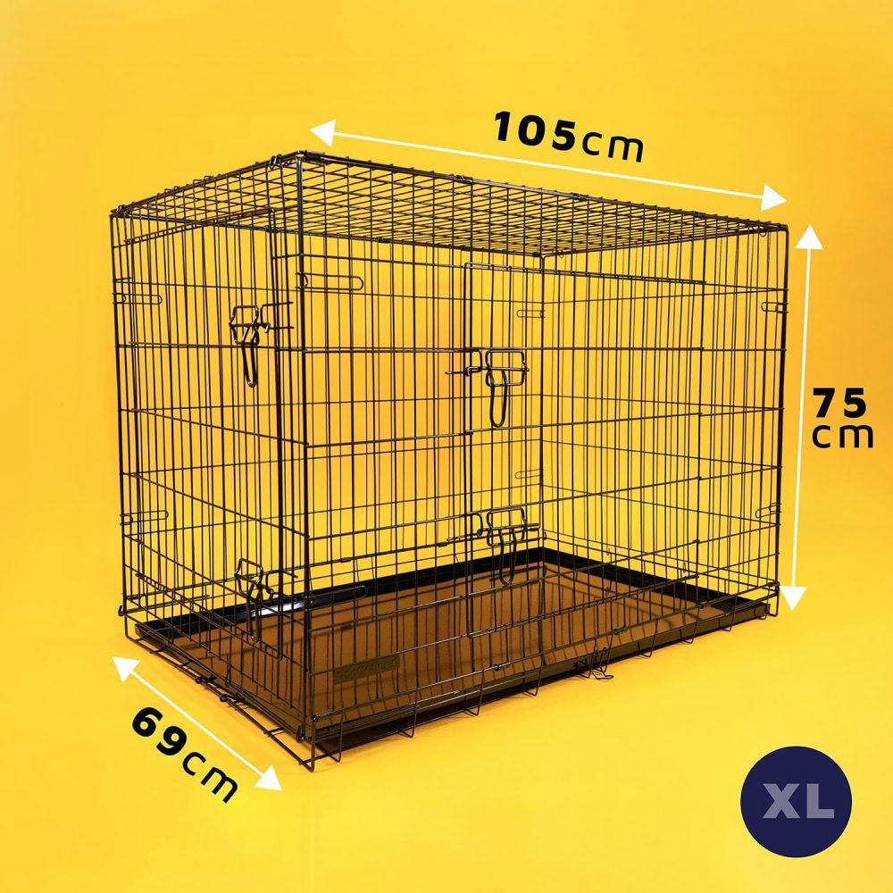 Dog Puppy Cage Folding 2 Door Crate