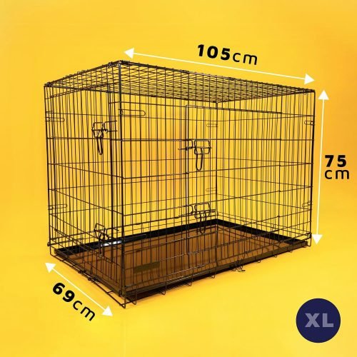 Dog Puppy Cage Folding 2 Door Crate