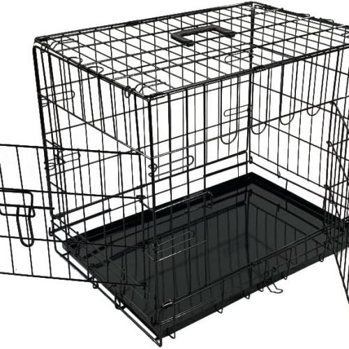 Black Metal Folding Cage with 2 Doors