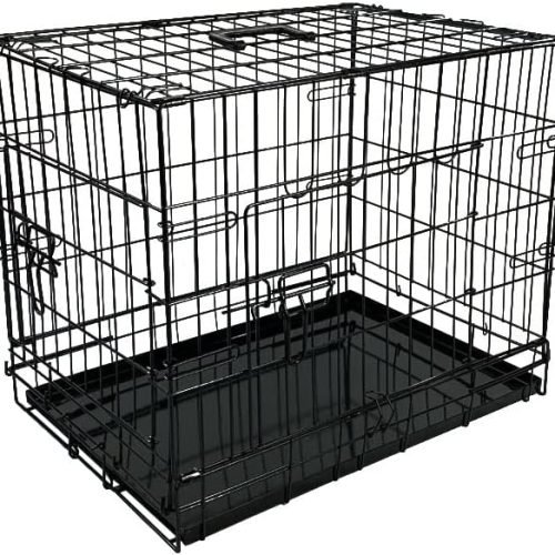 Black Metal Folding Cage with 2 Doors