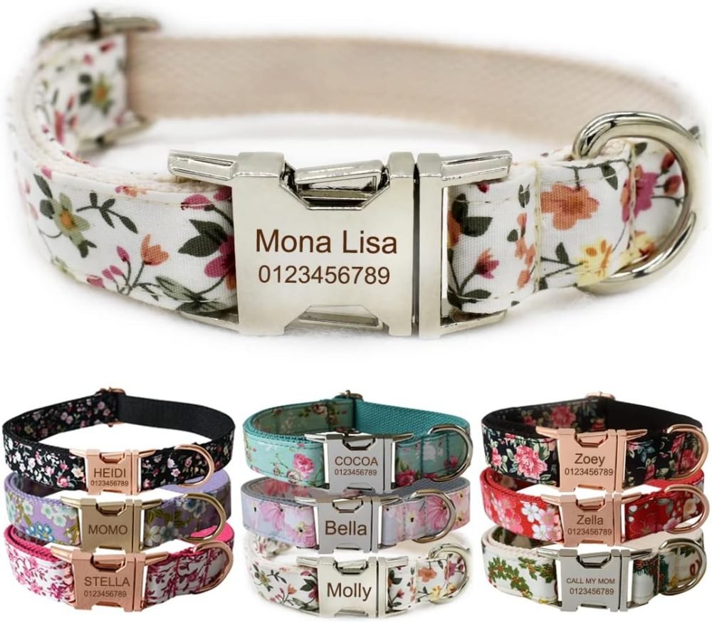 Personalised Dog Collar With Metal Buckle, Customized Pet Tags