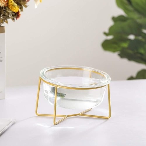 Ceramic Dog Bowls Elevated Tilted - Raised Dog Bowl with Metal Stand