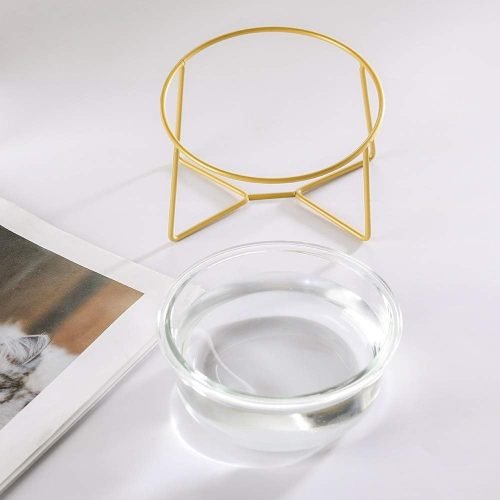 Ceramic Dog Bowls Elevated Tilted - Raised Dog Bowl with Metal Stand