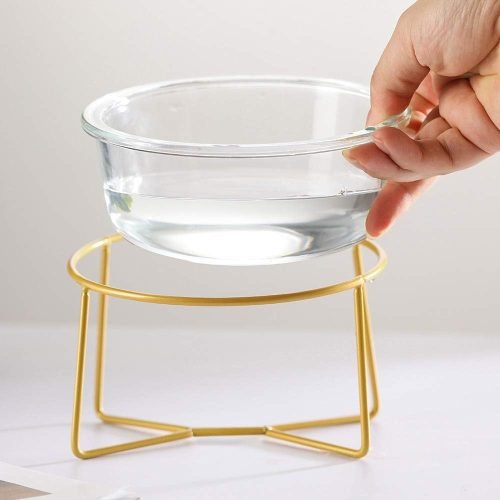 Ceramic Dog Bowls Elevated Tilted - Raised Dog Bowl with Metal Stand