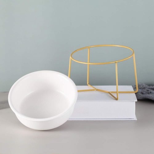 Ceramic Dog Bowls Elevated Tilted - Raised Dog Bowl with Metal Stand