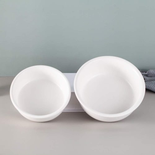 Ceramic Dog Bowls Elevated Tilted - Raised Dog Bowl with Metal Stand
