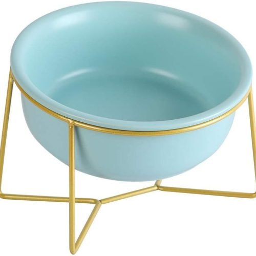 Ceramic Dog Bowls Elevated Tilted - Raised Dog Bowl with Metal Stand