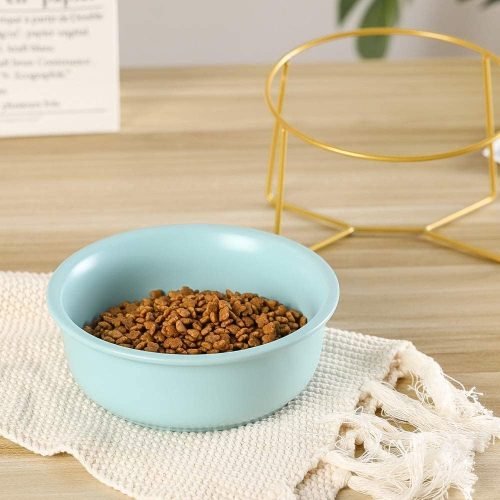 Ceramic Dog Bowls Elevated Tilted - Raised Dog Bowl with Metal Stand