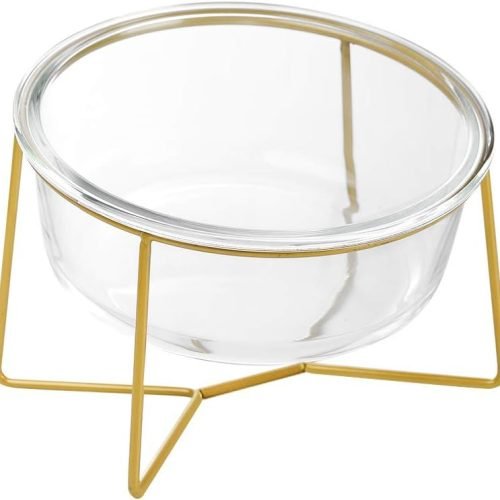 Ceramic Dog Bowls Elevated Tilted - Raised Dog Bowl with Metal Stand