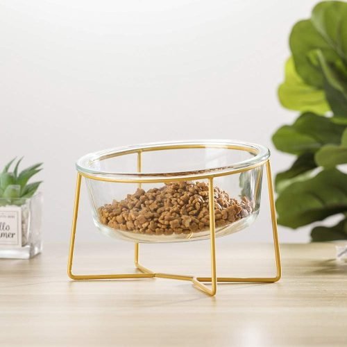 Ceramic Dog Bowls Elevated Tilted - Raised Dog Bowl with Metal Stand