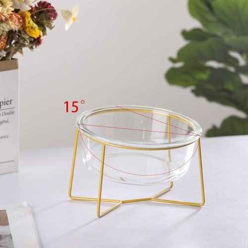 Ceramic Dog Bowls Elevated Tilted - Raised Dog Bowl with Metal Stand