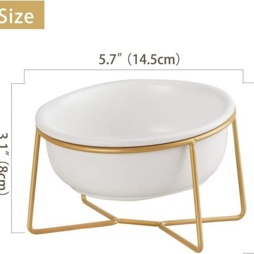 Ceramic Dog Bowls Elevated Tilted - Raised Dog Bowl with Metal Stand