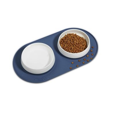 ComSaf Ceramic Dog Bowl Set with Silicone Mat