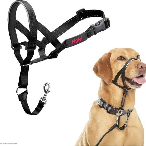 HALTI Headcollar Size 3 Black, UK Bestselling Harness to Stop Pulling on the Lead