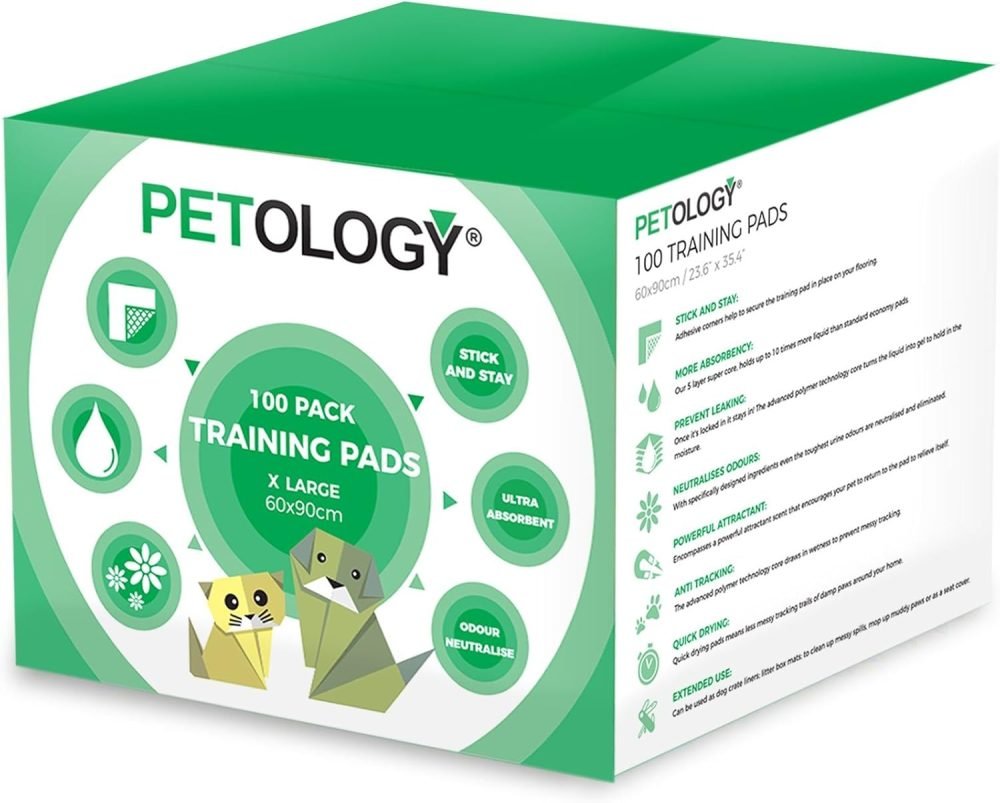 PETOLOGY® 100 Count, 60 cm x 90 cm Extra Large Size Training Pads