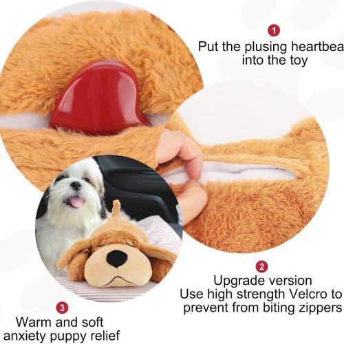 IFOYO Puppy Heartbeat Stuffed Toy, Puppy Calming Create Training Sleep Aid Behavioral Aid Dog Toys Pet Anxiety Relief and Calming Aid (Black)