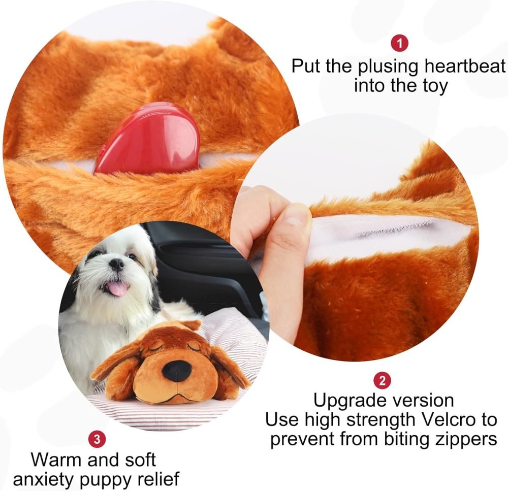 IFOYO Puppy Heartbeat Stuffed Toy, Puppy Calming Create Training Sleep Aid Behavioral Aid Dog Toys Pet Anxiety Relief and Calming Aid (Black)