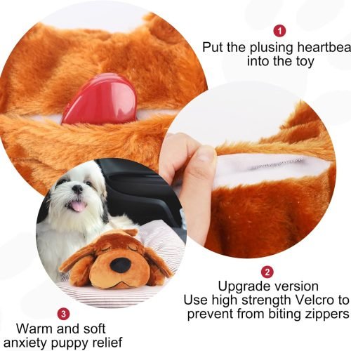 IFOYO Puppy Heartbeat Stuffed Toy, Puppy Calming Create Training Sleep Aid Behavioral Aid Dog Toys Pet Anxiety Relief and Calming Aid (Black)