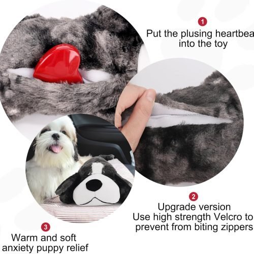 IFOYO Puppy Heartbeat Stuffed Toy, Puppy Calming Create Training Sleep Aid Behavioral Aid Dog Toys Pet Anxiety Relief and Calming Aid (Black)