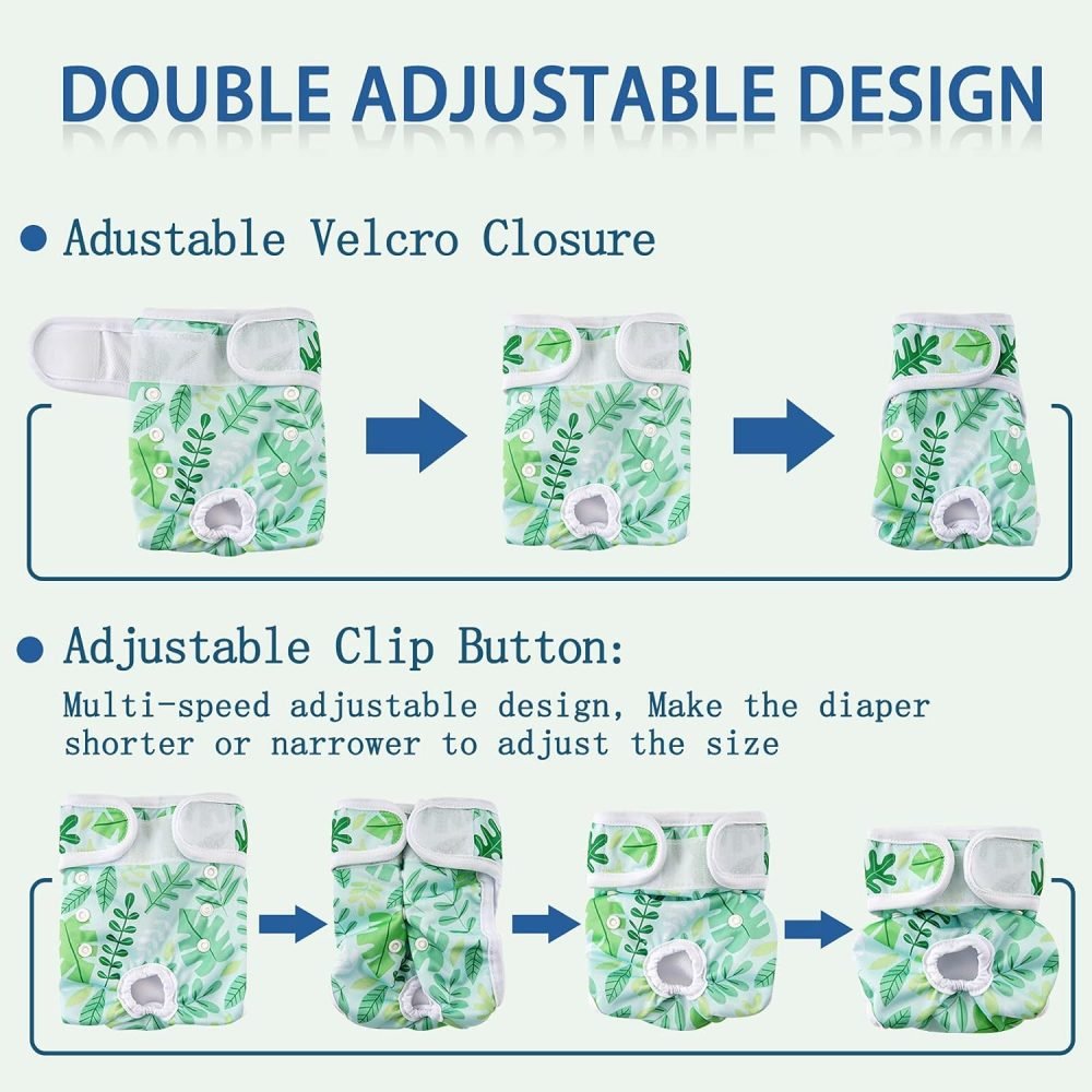 COMSLE Dog Nappies Female X Small 3 Pack, Dog Period Heat Pants in Season, Super Absorbent & Adjustable Sanitary Reusable Doggy Puppy Diapers