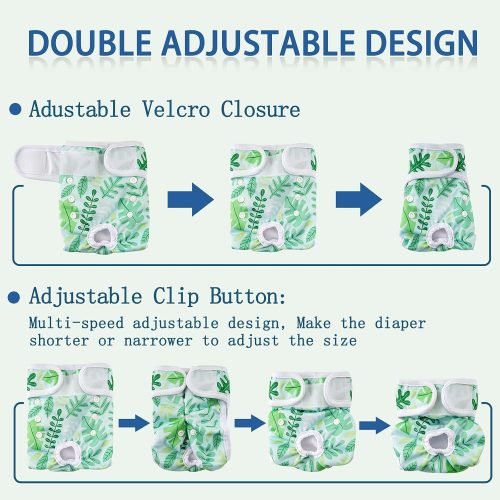 COMSLE Dog Nappies Female X Small 3 Pack, Dog Period Heat Pants in Season, Super Absorbent & Adjustable Sanitary Reusable Doggy Puppy Diapers