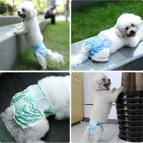 COMSLE Dog Nappies Female X Small 3 Pack, Dog Period Heat Pants in Season, Super Absorbent & Adjustable Sanitary Reusable Doggy Puppy Diapers
