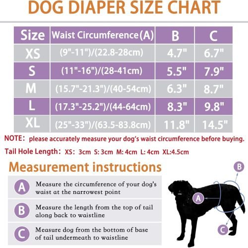 COMSLE Dog Nappies Female X Small 3 Pack, Dog Period Heat Pants in Season, Super Absorbent & Adjustable Sanitary Reusable Doggy Puppy Diapers