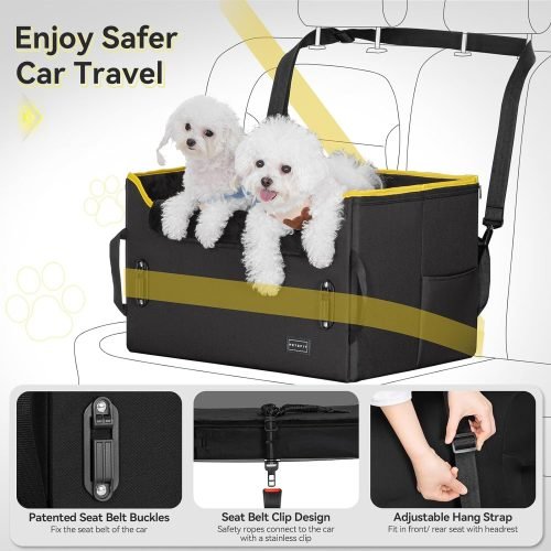 PETSFIT Small Dog Car Seat with Safety Belt Attachment Buckles