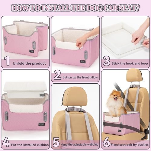 PETSFIT Small Dog Car Seat with Safety Belt Attachment Buckles