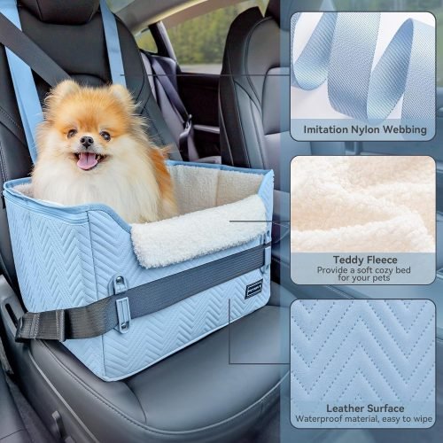 PETSFIT Small Dog Car Seat with Safety Belt Attachment Buckles