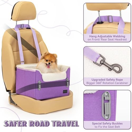 PETSFIT Small Dog Car Seat with Safety Belt Attachment Buckles