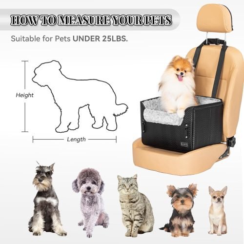 PETSFIT Small Dog Car Seat with Safety Belt Attachment Buckles