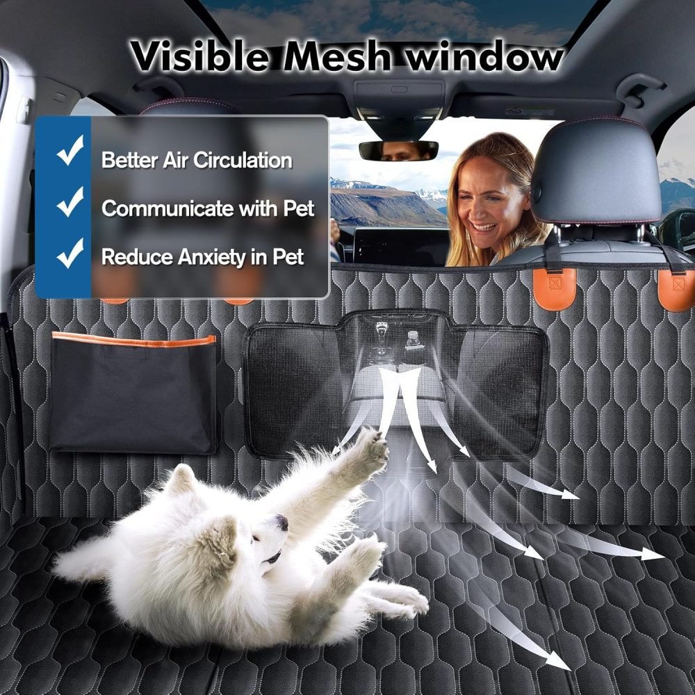 Hopidogie Back Seat Extender for Dogs, Detachable Hard Bottom Dog Car Seat Cover Supports 330lb