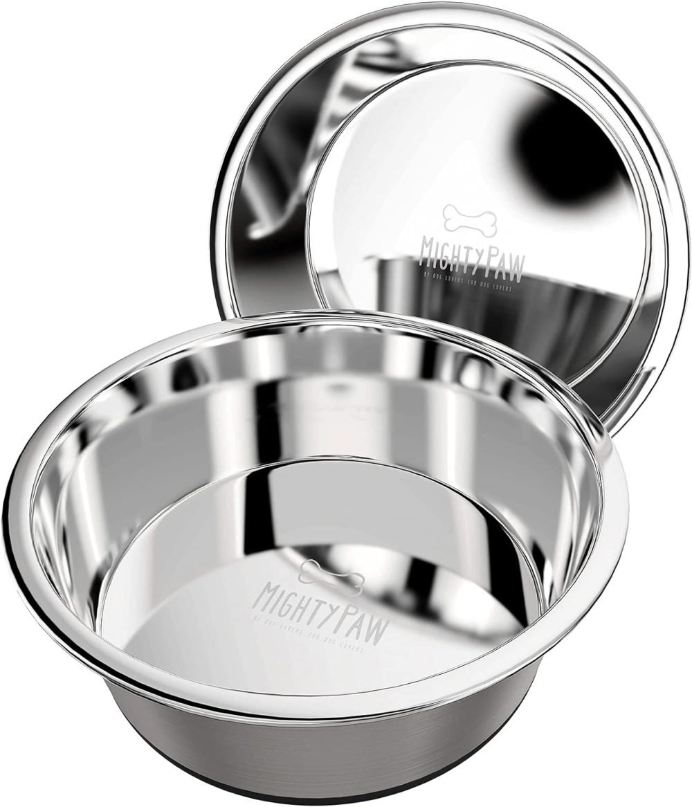 Mighty Paw Stainless Steel Dog Bowls (2 Pack)