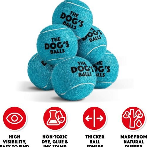 The Little Dog's Balls, Dog Tennis Balls, 6-Pack Small Blue Dog Toy, Strong Dog & Puppy Tennis Ball