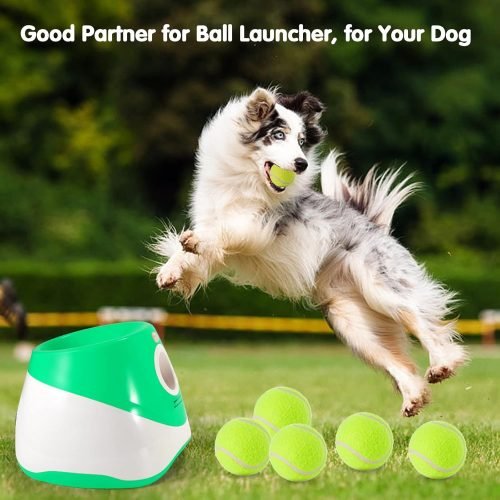 Grezea Automatic Dog Ball Launcher, Puppy Ball Thrower Machine with 10-30 Ft Launch Distance