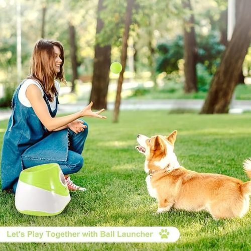 Grezea Automatic Dog Ball Launcher, Puppy Ball Thrower Machine with 10-30 Ft Launch Distance