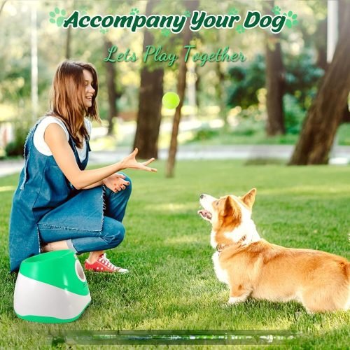 Grezea Automatic Dog Ball Launcher, Puppy Ball Thrower Machine with 10-30 Ft Launch Distance