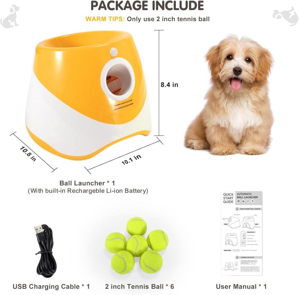 Grezea Automatic Dog Ball Launcher, Puppy Ball Thrower Machine with 10-30 Ft Launch Distance