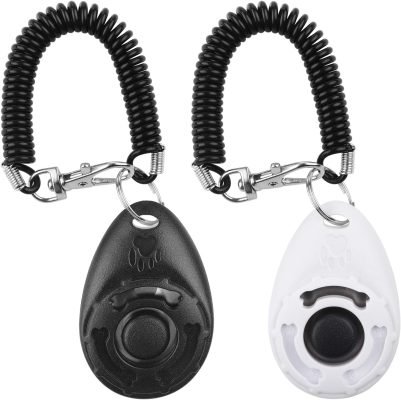 Diyife Dog Clicker, [2 PCS,Black&Green] Pet Training Clicker with Wrist Strap for Dog Cat Horse