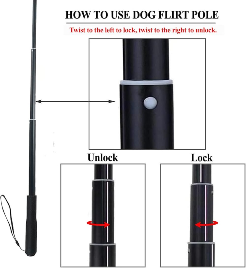 ASOCEA Flirt Pole for Dogs Extendable Teaser Wand