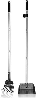 Poo Bags LMLMD Pooper Scooper, Pet Poop Scoop Tray and Rake, 106cm Long Metal Handle Dog Waste Set/Garden Cleaning Kit 3 Pack