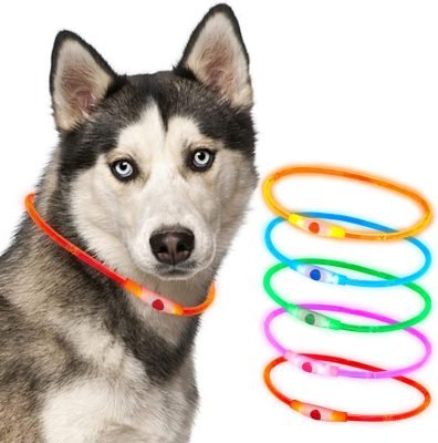 Ultra Green Silicone 70cm LED Light Up Dog Collar Cut to Size